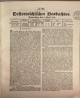 Der Oesterreichische Beobachter Donnerstag 2. April 1840