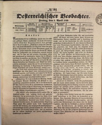 Der Oesterreichische Beobachter Freitag 3. April 1840