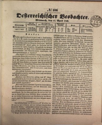 Der Oesterreichische Beobachter Mittwoch 15. April 1840