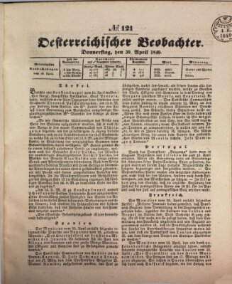 Der Oesterreichische Beobachter Donnerstag 30. April 1840