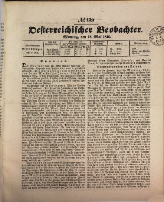 Der Oesterreichische Beobachter Montag 18. Mai 1840