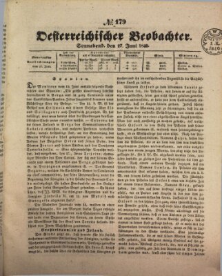 Der Oesterreichische Beobachter Samstag 27. Juni 1840