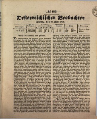 Der Oesterreichische Beobachter Dienstag 30. Juni 1840