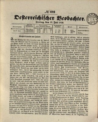 Der Oesterreichische Beobachter Freitag 10. Juli 1840