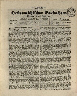 Der Oesterreichische Beobachter Montag 13. Juli 1840