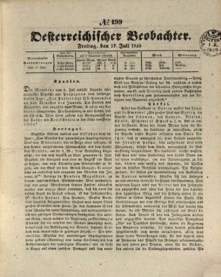 Der Oesterreichische Beobachter Freitag 17. Juli 1840