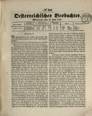 Der Oesterreichische Beobachter Mittwoch 29. Juli 1840