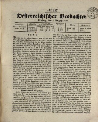 Der Oesterreichische Beobachter Dienstag 4. August 1840