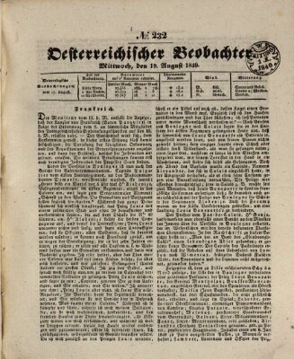 Der Oesterreichische Beobachter Mittwoch 19. August 1840