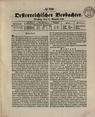 Der Oesterreichische Beobachter Dienstag 25. August 1840