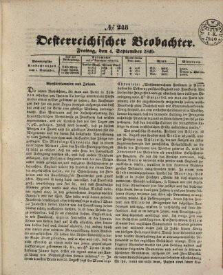 Der Oesterreichische Beobachter Freitag 4. September 1840