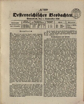 Der Oesterreichische Beobachter Samstag 5. September 1840