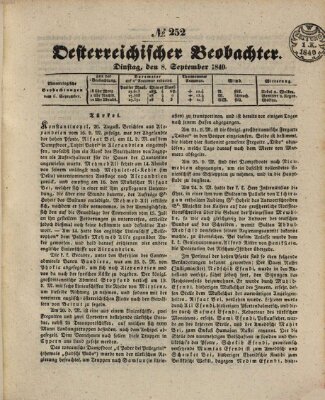 Der Oesterreichische Beobachter Dienstag 8. September 1840