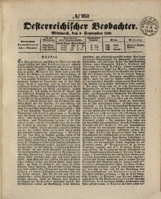 Der Oesterreichische Beobachter Mittwoch 9. September 1840