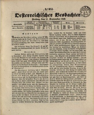 Der Oesterreichische Beobachter Freitag 11. September 1840