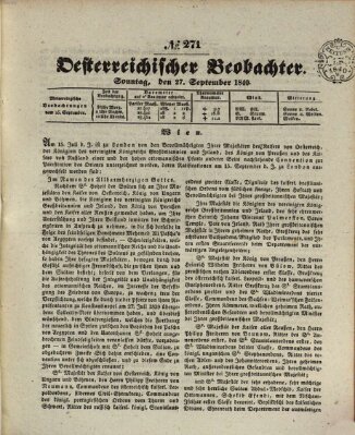 Der Oesterreichische Beobachter Sonntag 27. September 1840