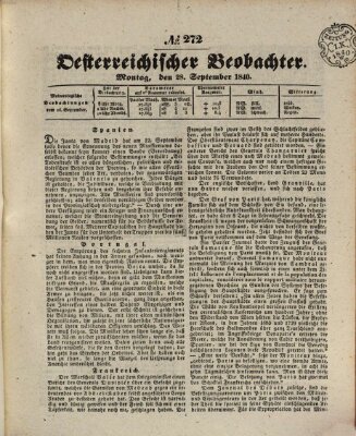 Der Oesterreichische Beobachter Montag 28. September 1840