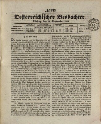 Der Oesterreichische Beobachter Dienstag 29. September 1840