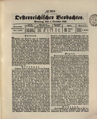 Der Oesterreichische Beobachter Sonntag 4. Oktober 1840