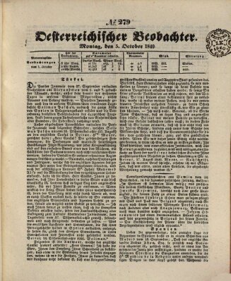 Der Oesterreichische Beobachter Montag 5. Oktober 1840