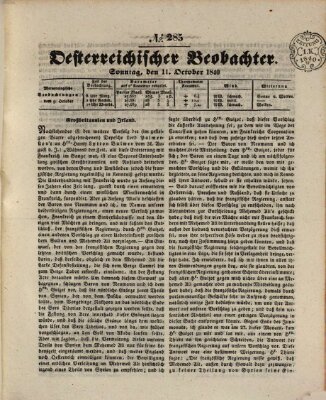 Der Oesterreichische Beobachter Sonntag 11. Oktober 1840