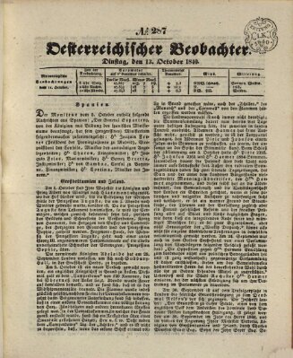 Der Oesterreichische Beobachter Dienstag 13. Oktober 1840