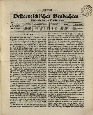 Der Oesterreichische Beobachter Mittwoch 14. Oktober 1840