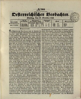 Der Oesterreichische Beobachter Dienstag 27. Oktober 1840