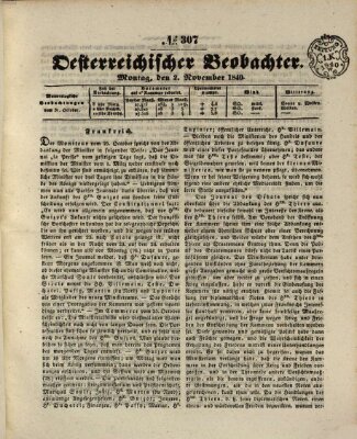 Der Oesterreichische Beobachter Montag 2. November 1840