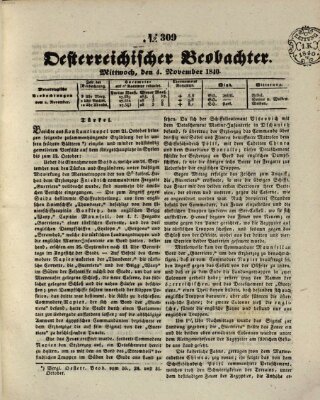 Der Oesterreichische Beobachter Mittwoch 4. November 1840