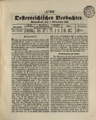 Der Oesterreichische Beobachter Samstag 7. November 1840