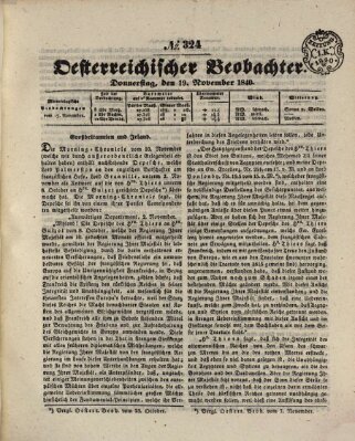 Der Oesterreichische Beobachter Donnerstag 19. November 1840