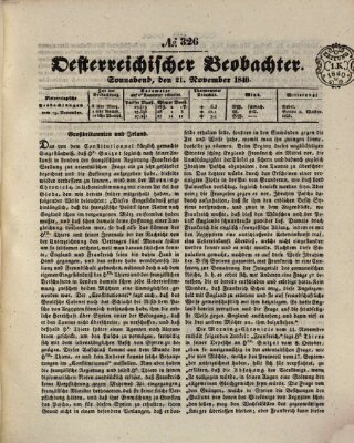 Der Oesterreichische Beobachter Samstag 21. November 1840