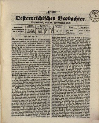 Der Oesterreichische Beobachter Samstag 28. November 1840