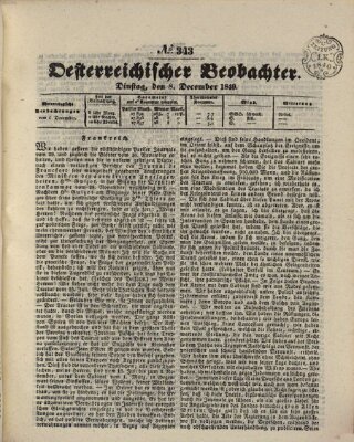 Der Oesterreichische Beobachter Dienstag 8. Dezember 1840