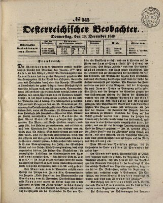 Der Oesterreichische Beobachter Donnerstag 10. Dezember 1840