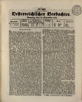 Der Oesterreichische Beobachter Sonntag 13. Dezember 1840