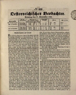 Der Oesterreichische Beobachter Sonntag 27. Dezember 1840