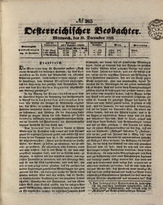 Der Oesterreichische Beobachter Mittwoch 30. Dezember 1840