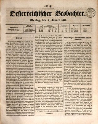 Der Oesterreichische Beobachter Montag 4. Januar 1841