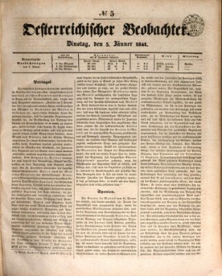 Der Oesterreichische Beobachter Dienstag 5. Januar 1841