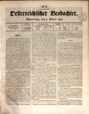 Der Oesterreichische Beobachter Donnerstag 7. Januar 1841