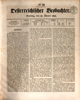 Der Oesterreichische Beobachter Sonntag 10. Januar 1841