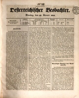 Der Oesterreichische Beobachter Dienstag 12. Januar 1841