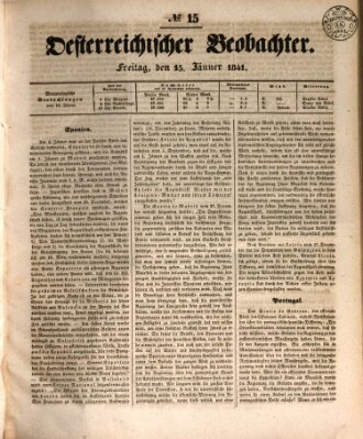 Der Oesterreichische Beobachter Freitag 15. Januar 1841