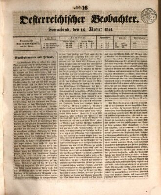 Der Oesterreichische Beobachter Samstag 16. Januar 1841