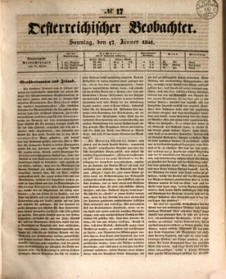 Der Oesterreichische Beobachter Sonntag 17. Januar 1841