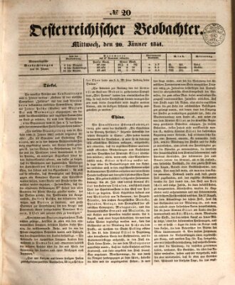 Der Oesterreichische Beobachter Mittwoch 20. Januar 1841