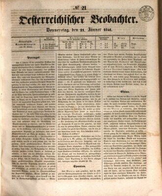 Der Oesterreichische Beobachter Donnerstag 21. Januar 1841