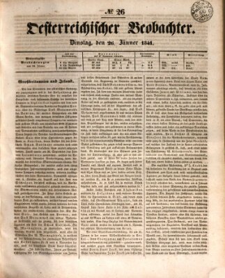 Der Oesterreichische Beobachter Dienstag 26. Januar 1841